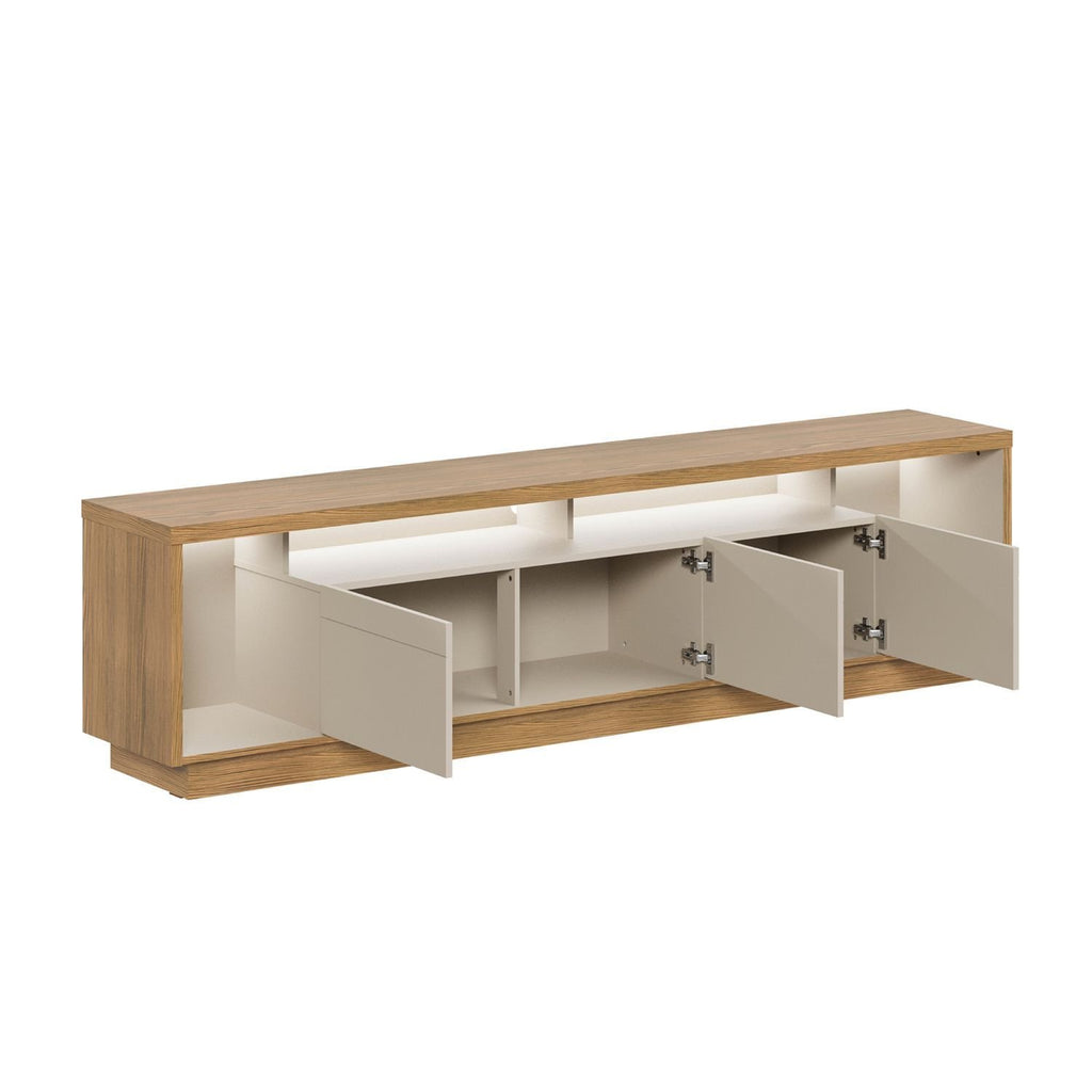 Rack para TV até 75 Polegadas com LED MDF 3 Portas Fita Cronos CabeCasa Off White