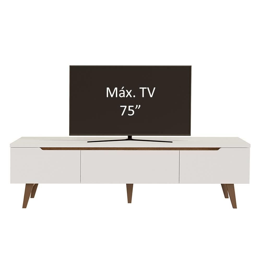 Rack para TV até 75 Polegadas Madesa Brest 2 Portas 1 Gaveta Branco