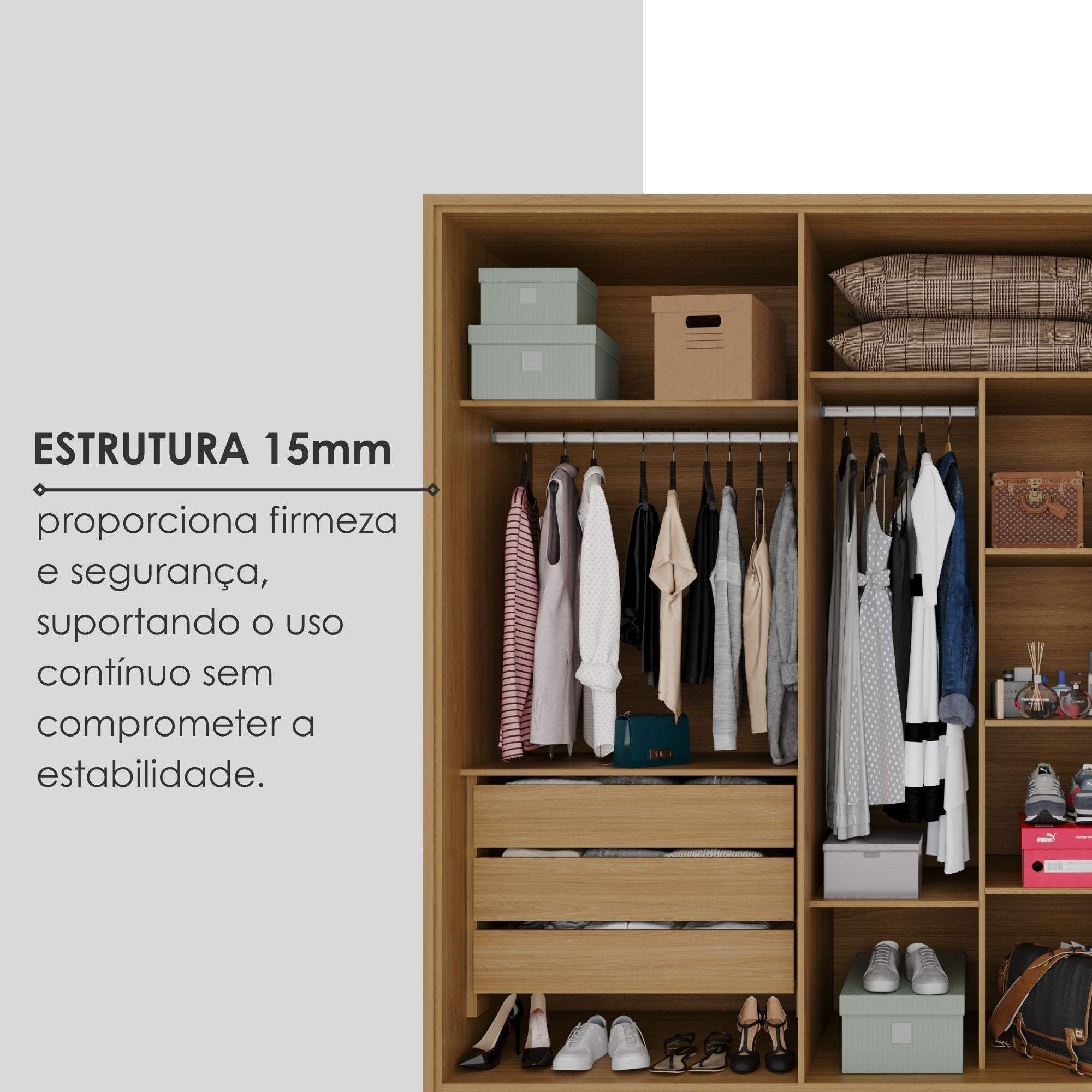 Guarda-Roupa Casal 6 Portas 6 Gavetas 100% MDF Lizz Casa D