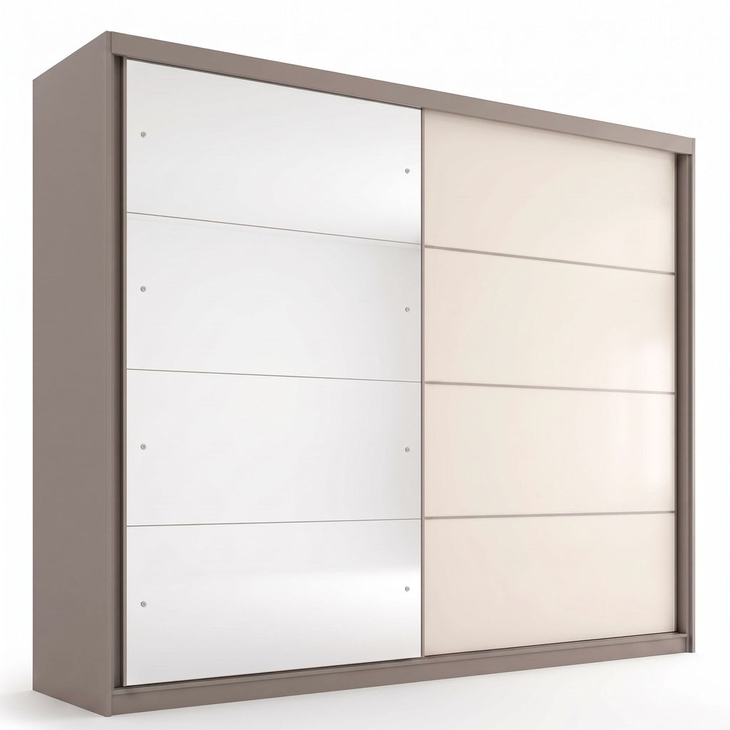 Guarda-Roupa Casal Henn Dream 2 Portas Deslizantes com Espelho 100% MDF Off White/Avelã