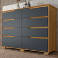Cômoda para Quarto 8 Gavetas 147cm Georgia Moval Marrom/Freijó/Cinza