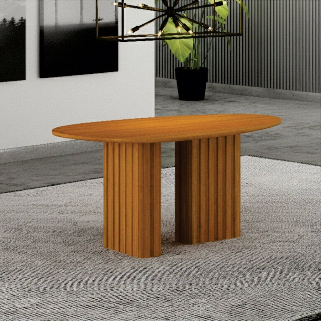 Mesa de Jantar com Tampo Orgânico MDF Isis Marrom/Freijó Leifer