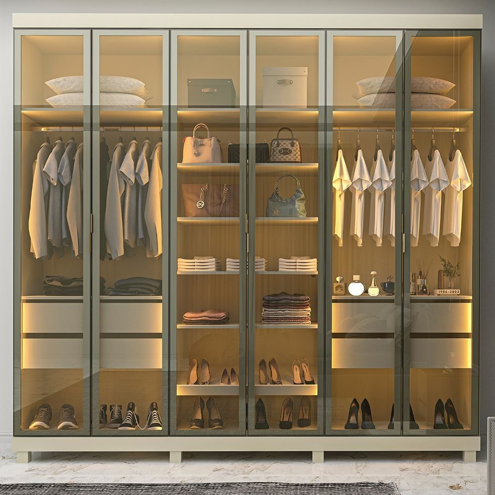 Guarda-Roupa Casal 6 Portas Imperatriz Reflecta com LED 100% MDF Yescasa