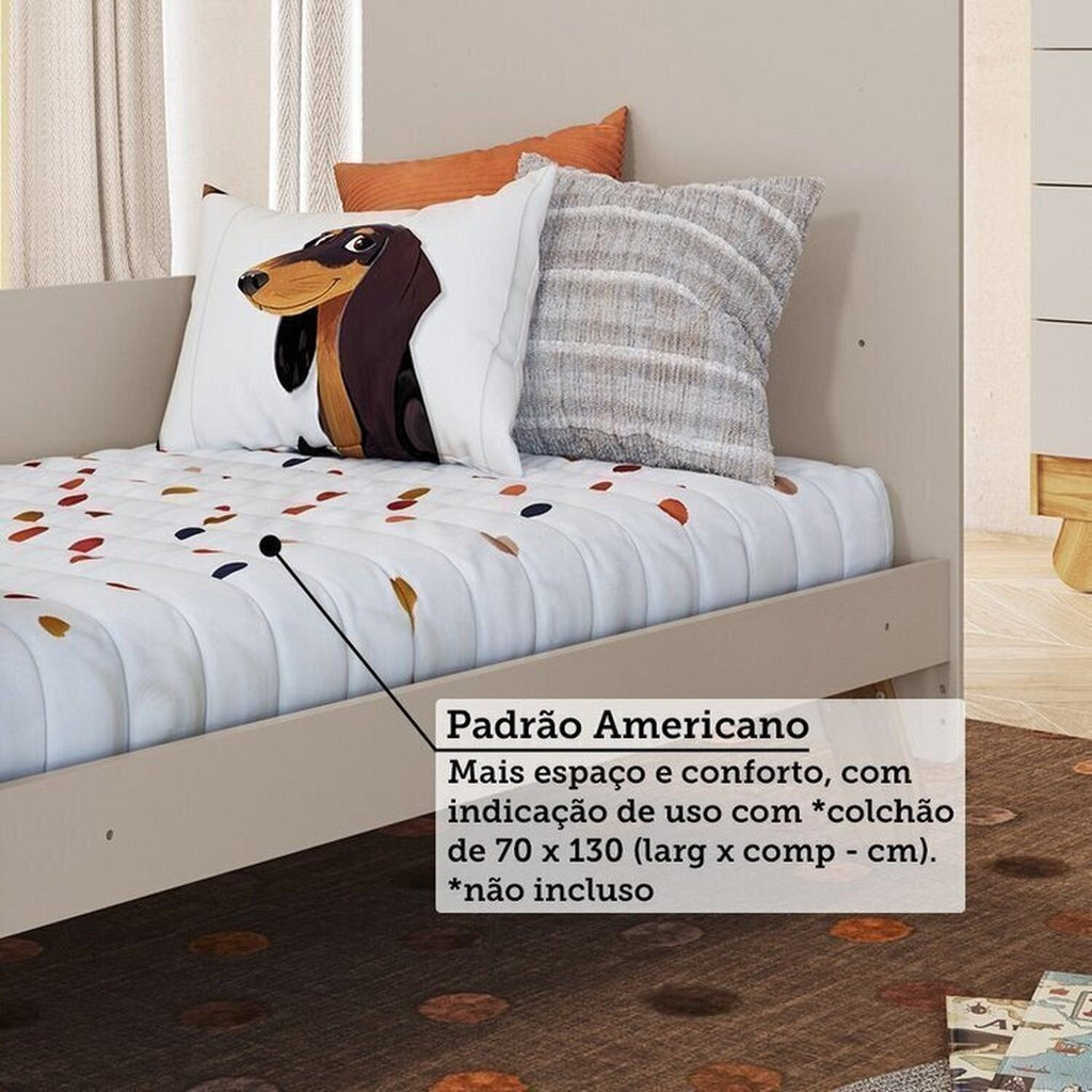 Quarto de Bebê Cômoda e Berço Minicama 4 em 1 Levy 100% MDF Espresso Móveis Bege/Amêndoa/Off White