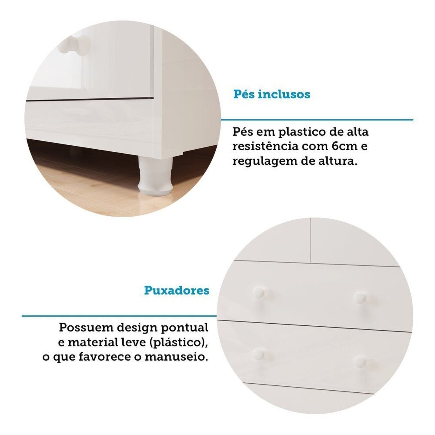Quarto de Bebê com Guarda-Roupa Cômoda e Berço com Capitonê Maya Provençal 100% MDF Yescasa Branco/B