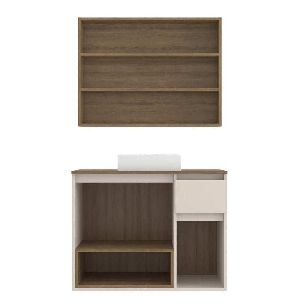 Gabinete de Banheiro com Espelheira e Cuba 80cm Aurora Yescasa