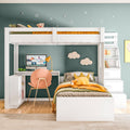 Beliche Office Infantil Moon com Escrivaninha em L e Escada 2 Portas e 2 Gavetas Yescasa Branco