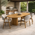 Conjunto Mesa de Jantar Savana e 8 Cadeiras Arezzo Madeira Laminada Natural Área Gourmet