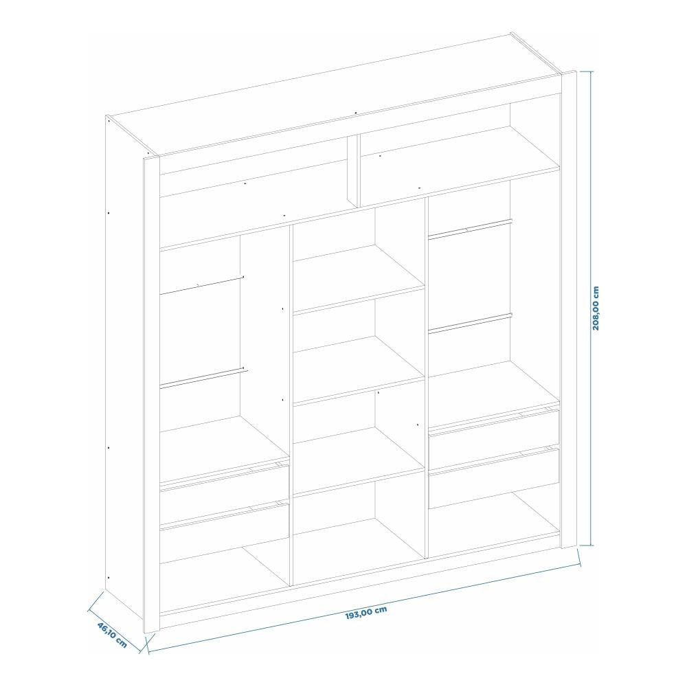 Closet Casal Premium 8 Gavetas MDP Branco/Freijó/Preto Amoudi Móveis