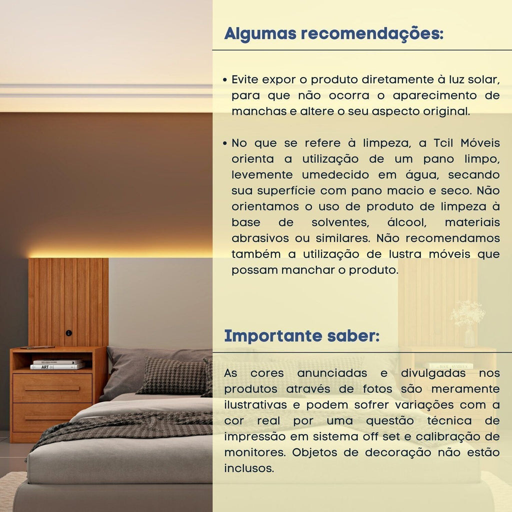 Cabeceira Box Casal Ripado com LED Yescasa