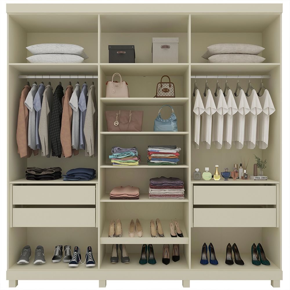 Guarda-Roupa Casal 6 Portas Imperatriz Reflecta com LED 100% MDF Yescasa