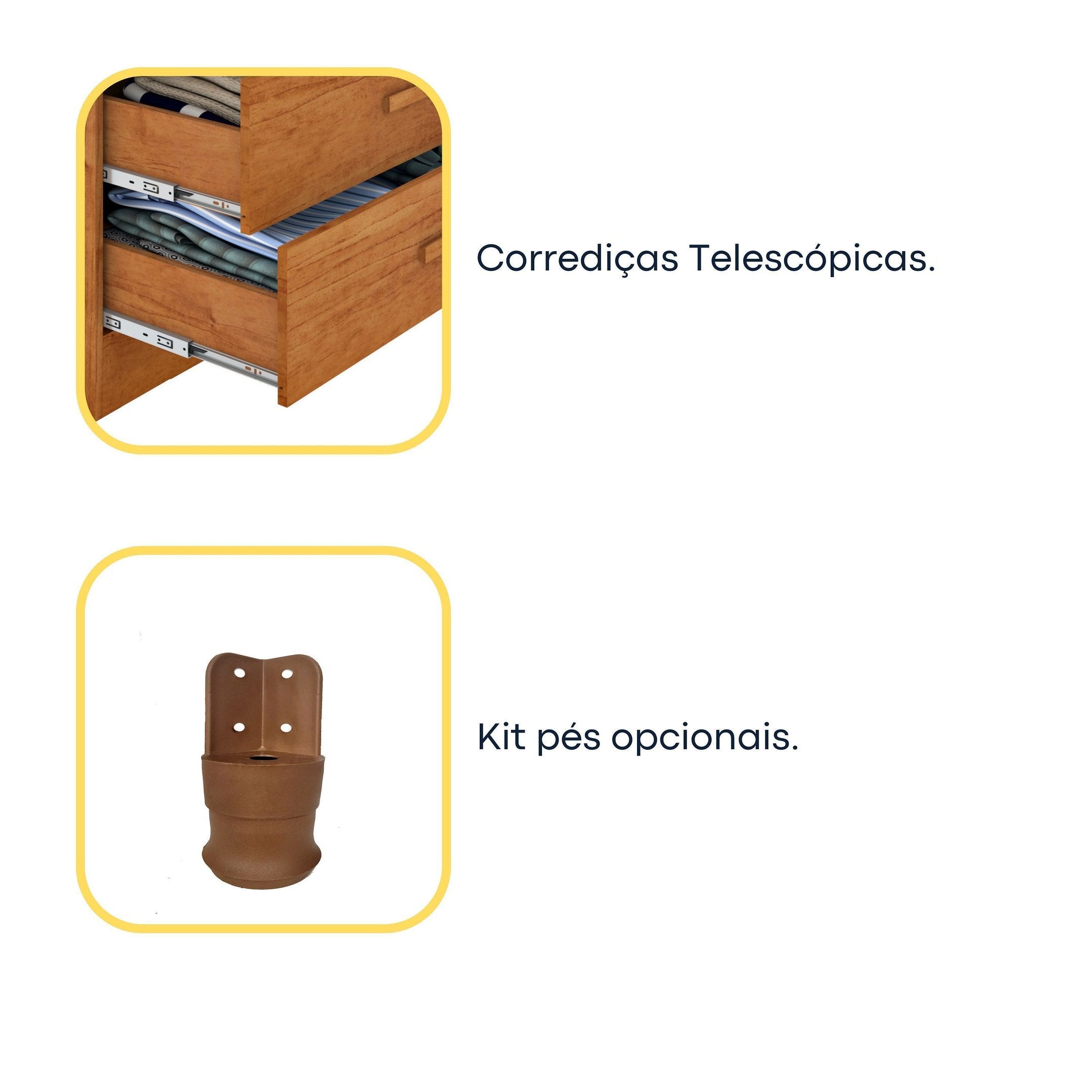 Mesa de Cabeceira 2 Gavetas Ripado Yescasa