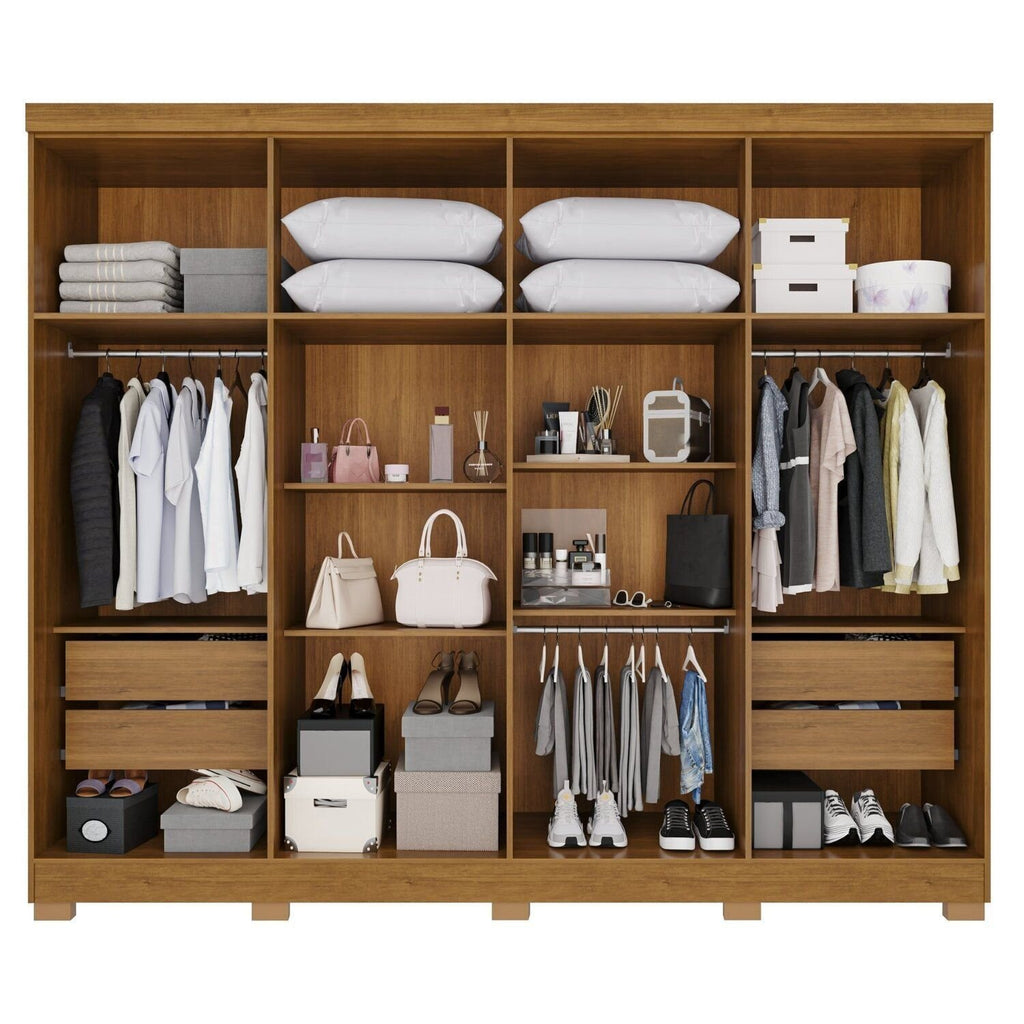Guarda-Roupa Casal França 8 Portas 4 Gavetas Espresso Móveis Off White/Cinamomo