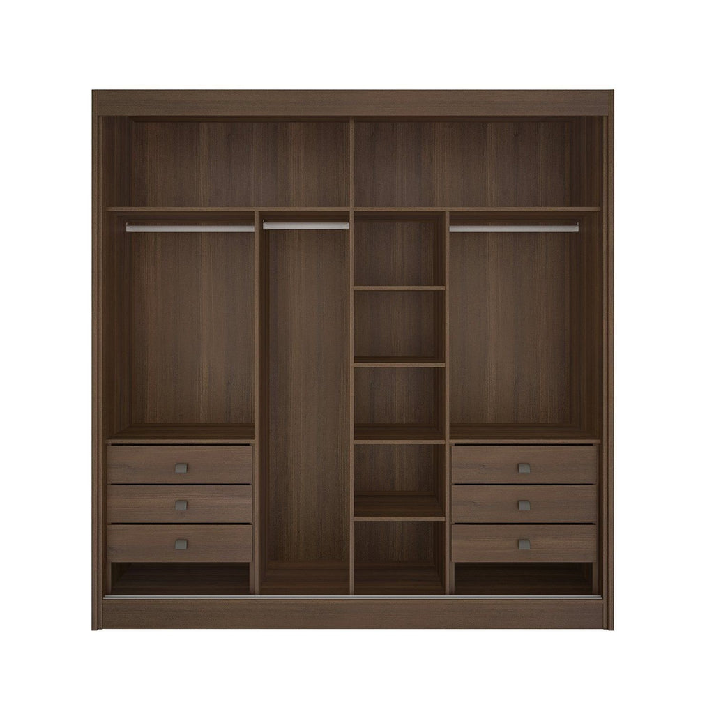 Guarda-Roupa Casal 2 Portas de Correr 6 Gavetas 100% MDF Coliseu D Doro Marrom/Castanho/Off White