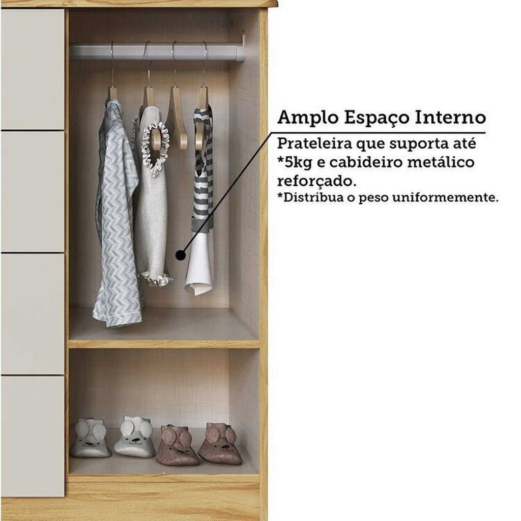 Quarto de Bebê Cômoda e Berço Minicama 4 em 1 Levy 100% MDF Espresso Móveis Bege/Amêndoa/Off White