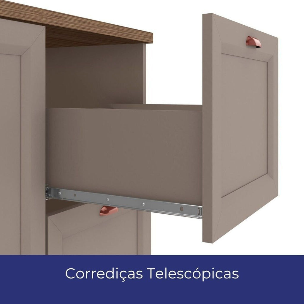 Cozinha Completa Modulada Americana 4 Peças com Paneleiro Torre Quente e Balcão com Tampo Unna Poliman Móveis