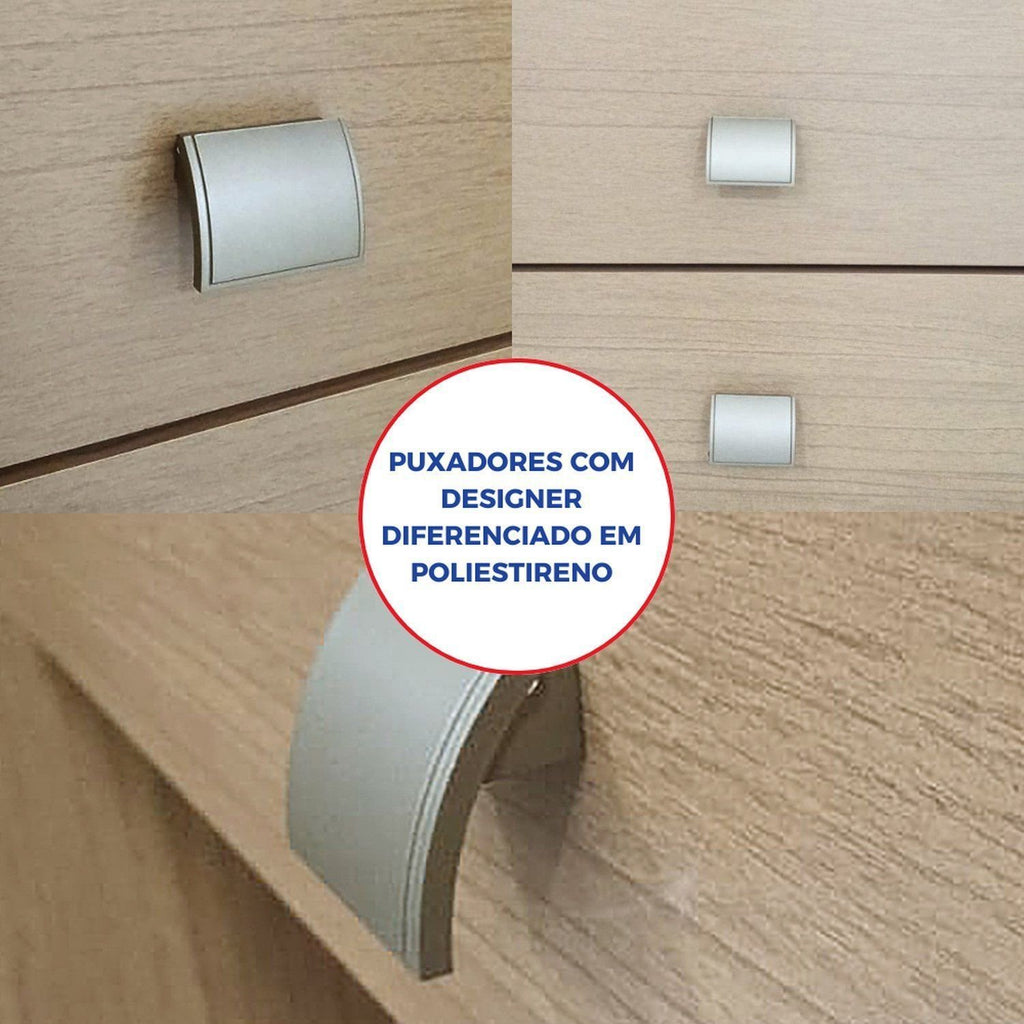 Guarda-Roupa Casal 2 Portas de Correr 6 Gavetas 100% MDF Coliseu D Doro Marrom/Castanho/Off White
