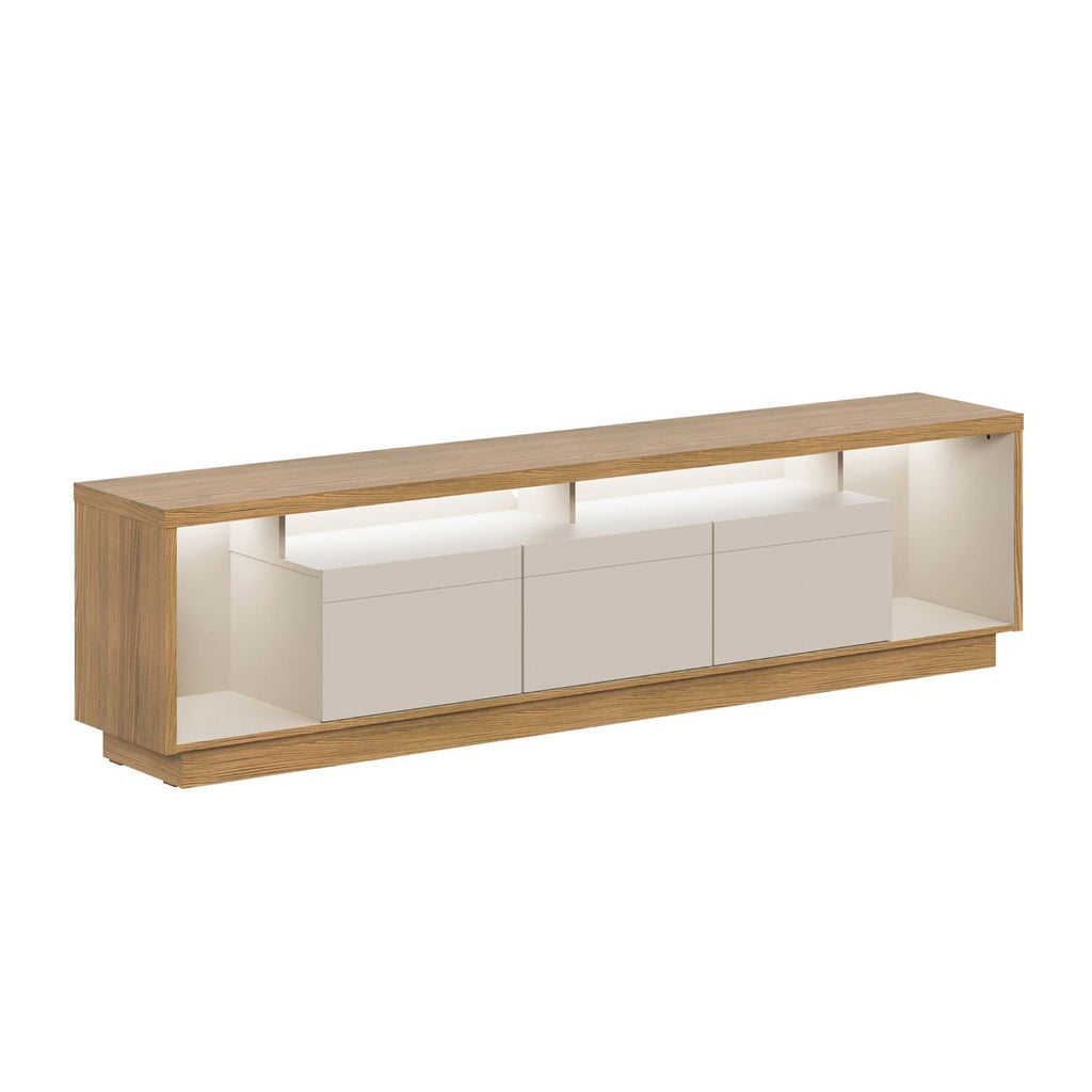 Rack para TV até 75 Polegadas com LED MDF 3 Portas Fita Cronos CabeCasa Off White