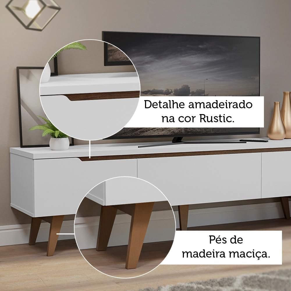 Rack para TV até 75 Polegadas Madesa Brest 2 Portas 1 Gaveta Branco