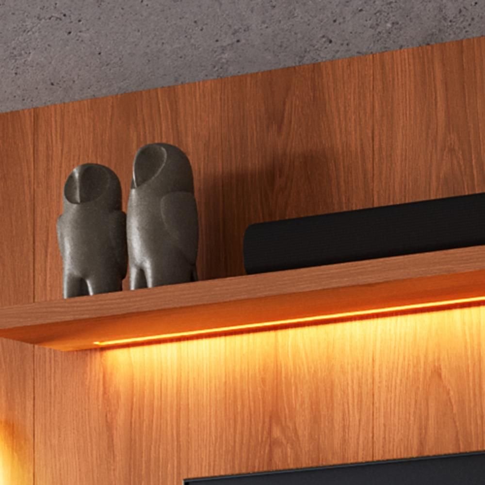 Estante Home Noble 270cm para TV até 75” com Cristaleira, Torre com LED e Portas Reflecta em MDP/MDF Movelove