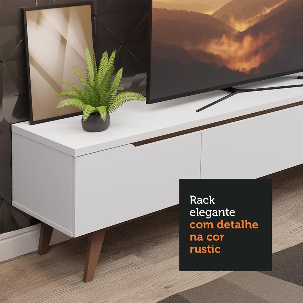 Rack para TV até 75 Polegadas Madesa Brest 2 Portas 1 Gaveta Branco