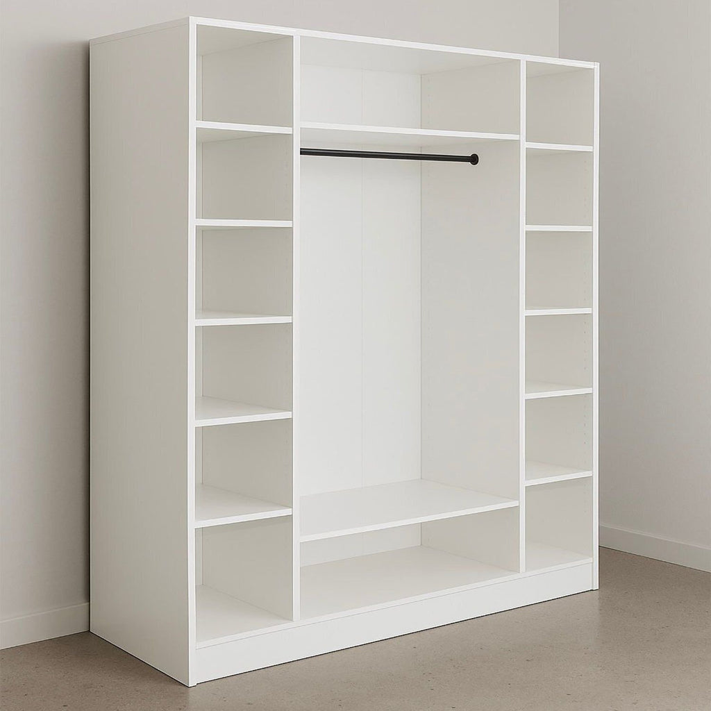 Armário Closet Modular 12 Prateleiras em Colméia e Arara Cabideiro Ana Branco