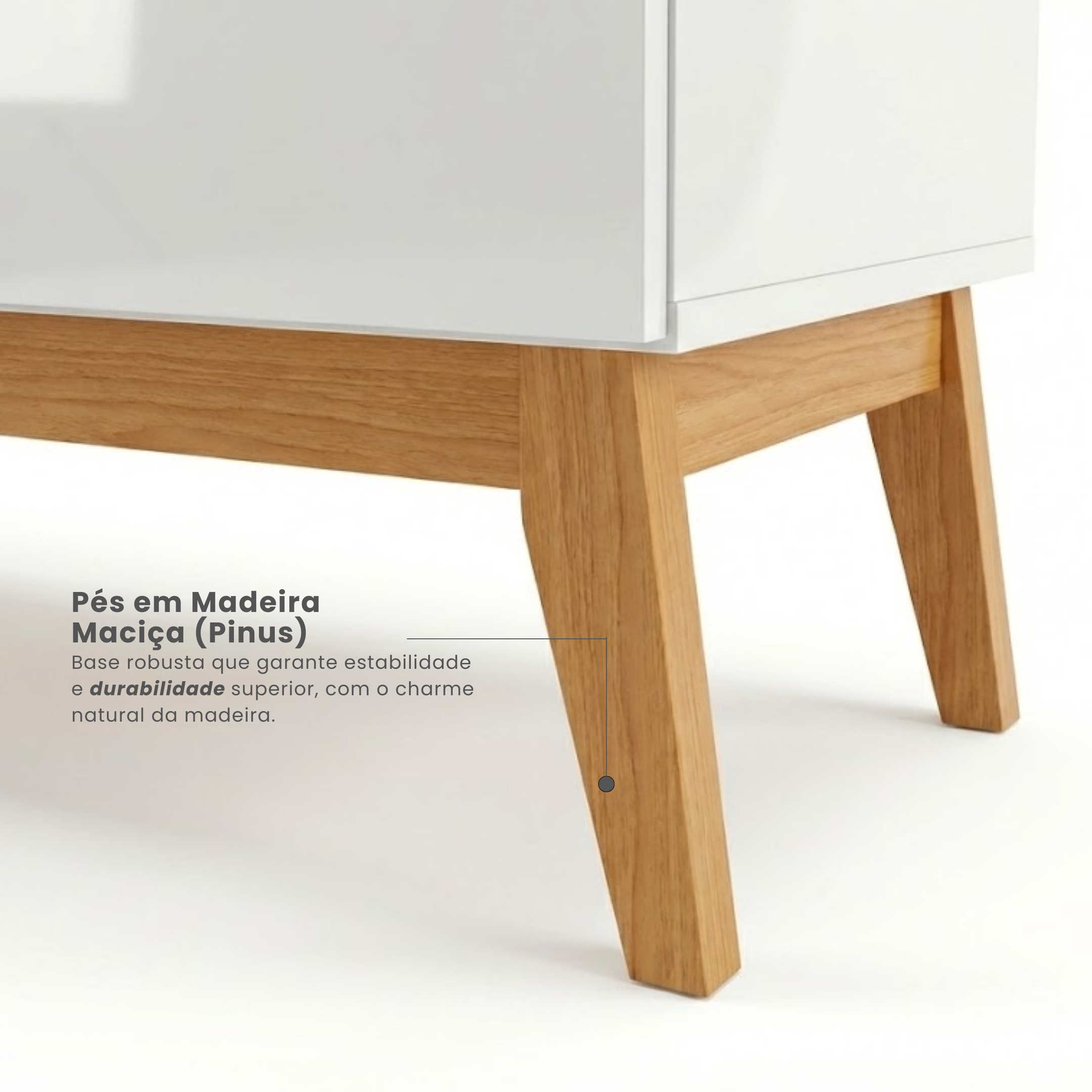 Buffet Aparador 4 Portas e 4 Gavetas Premium MDF Off White/Cedro EDN Móveis