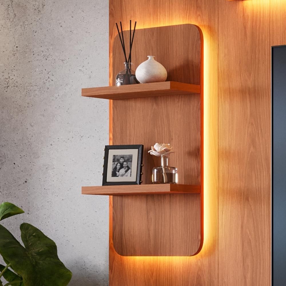 Estante Home Noble 270cm para TV até 75” com Cristaleira, Torre com LED e Portas Reflecta em MDP/MDF Movelove