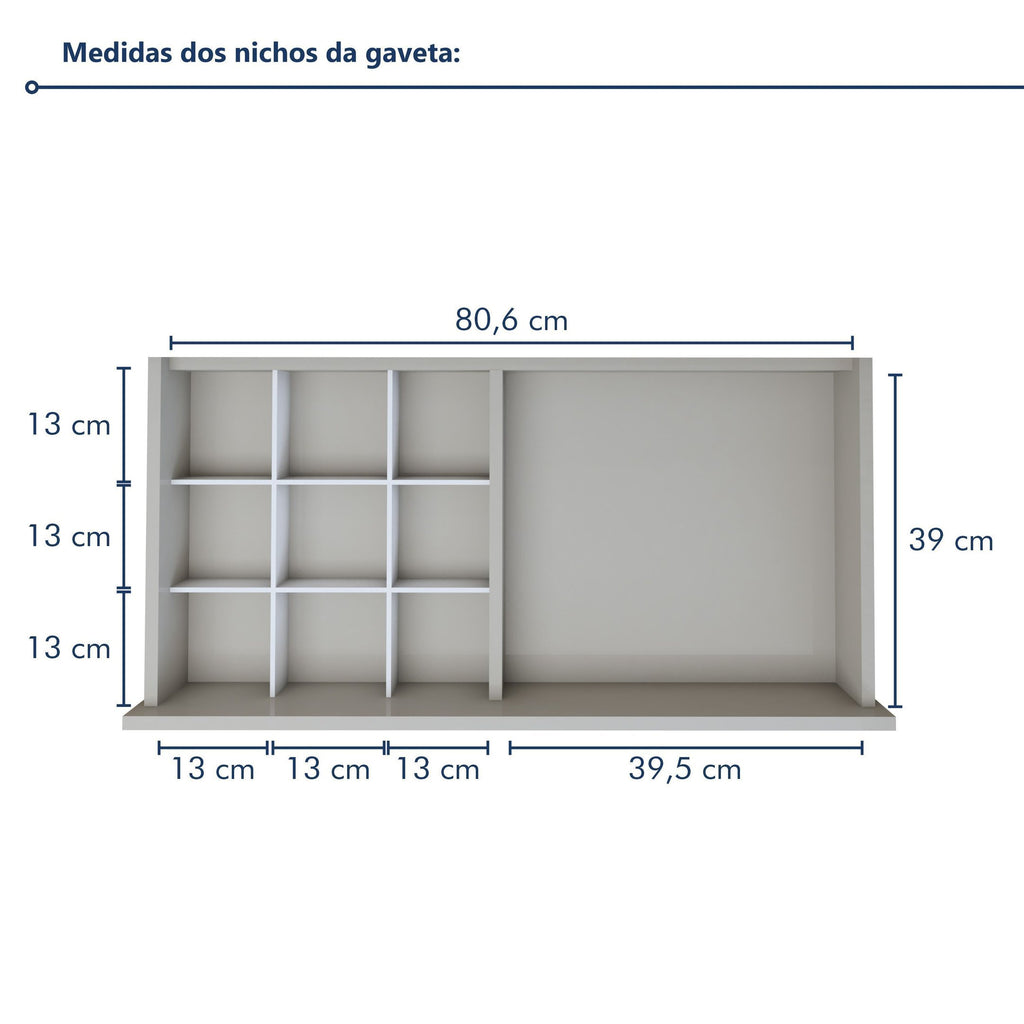 Penteadeira 5 Gavetas 100% MDF sem Espelho Giulia Yescasa