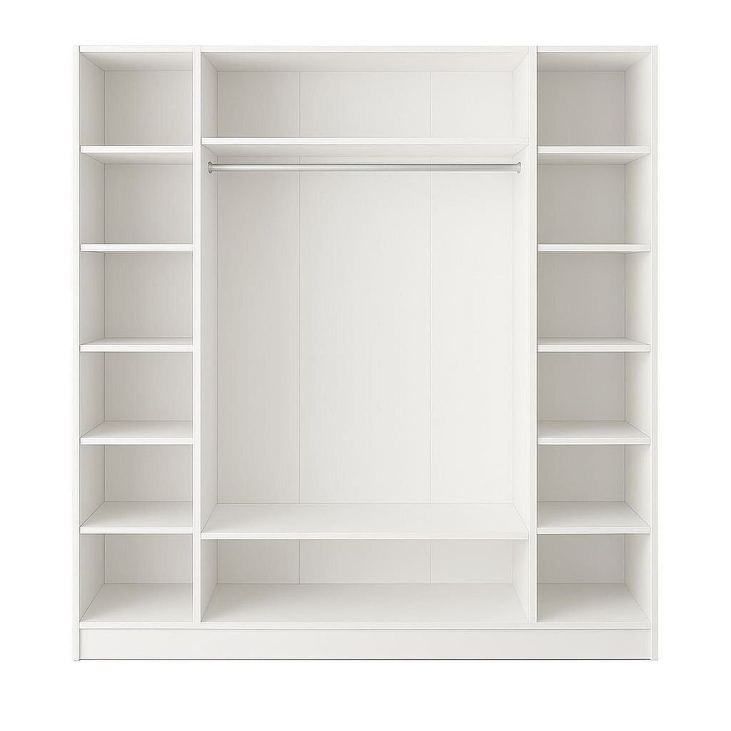Armário Closet Modular 12 Prateleiras em Colméia e Arara Cabideiro Ana Branco