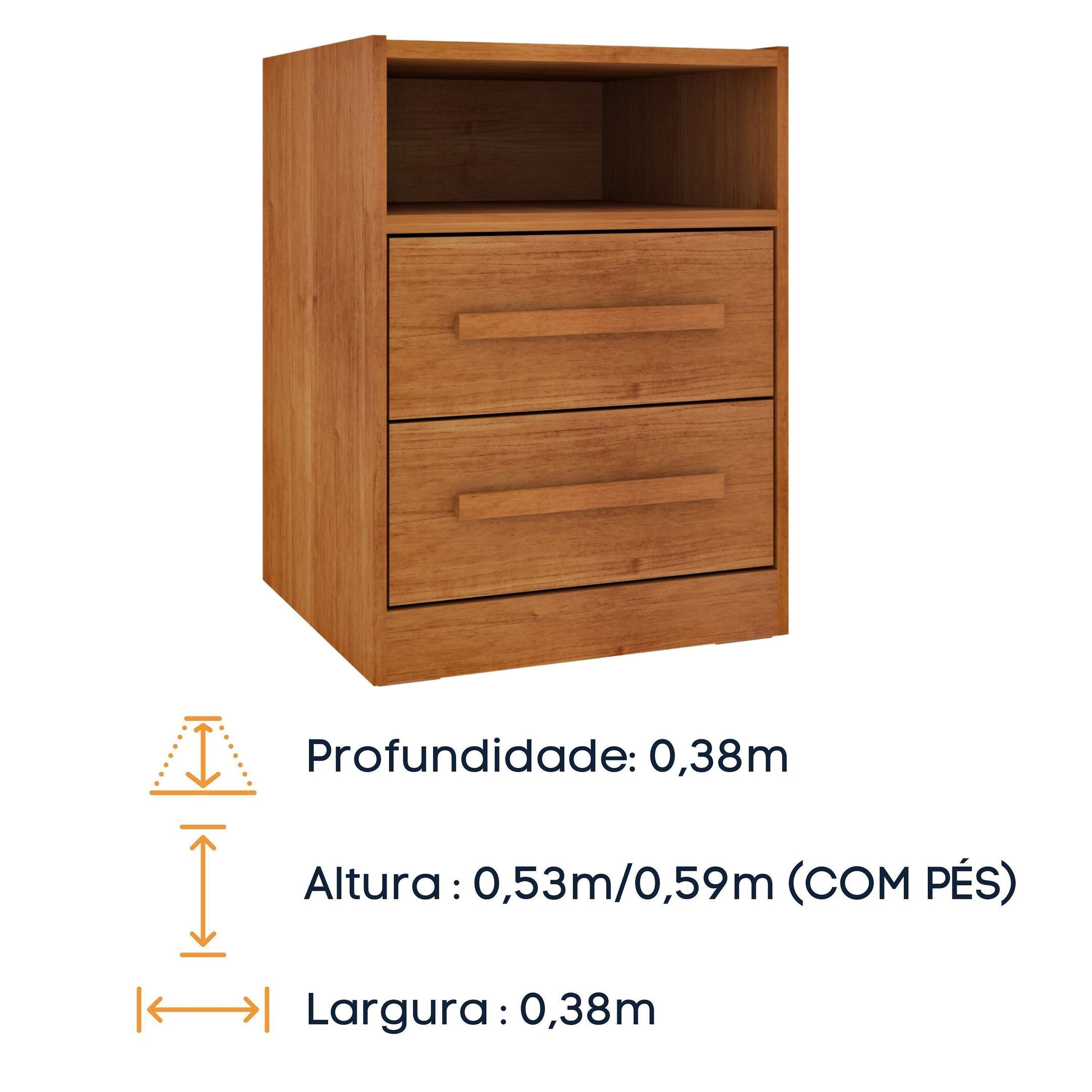 Mesa de Cabeceira 2 Gavetas Ripado Yescasa