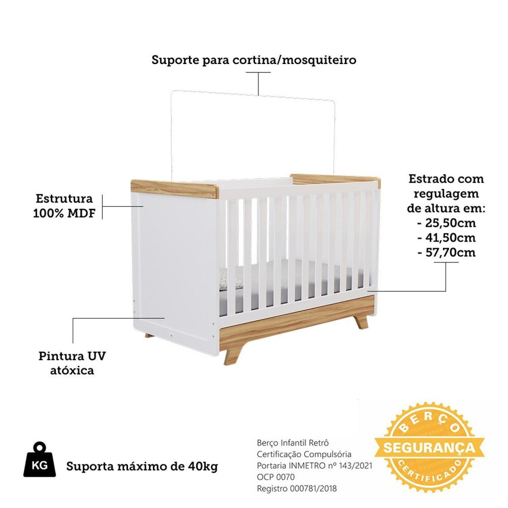 Quarto de Bebê Completo Jolie Retrô 100% MDF Yescasa