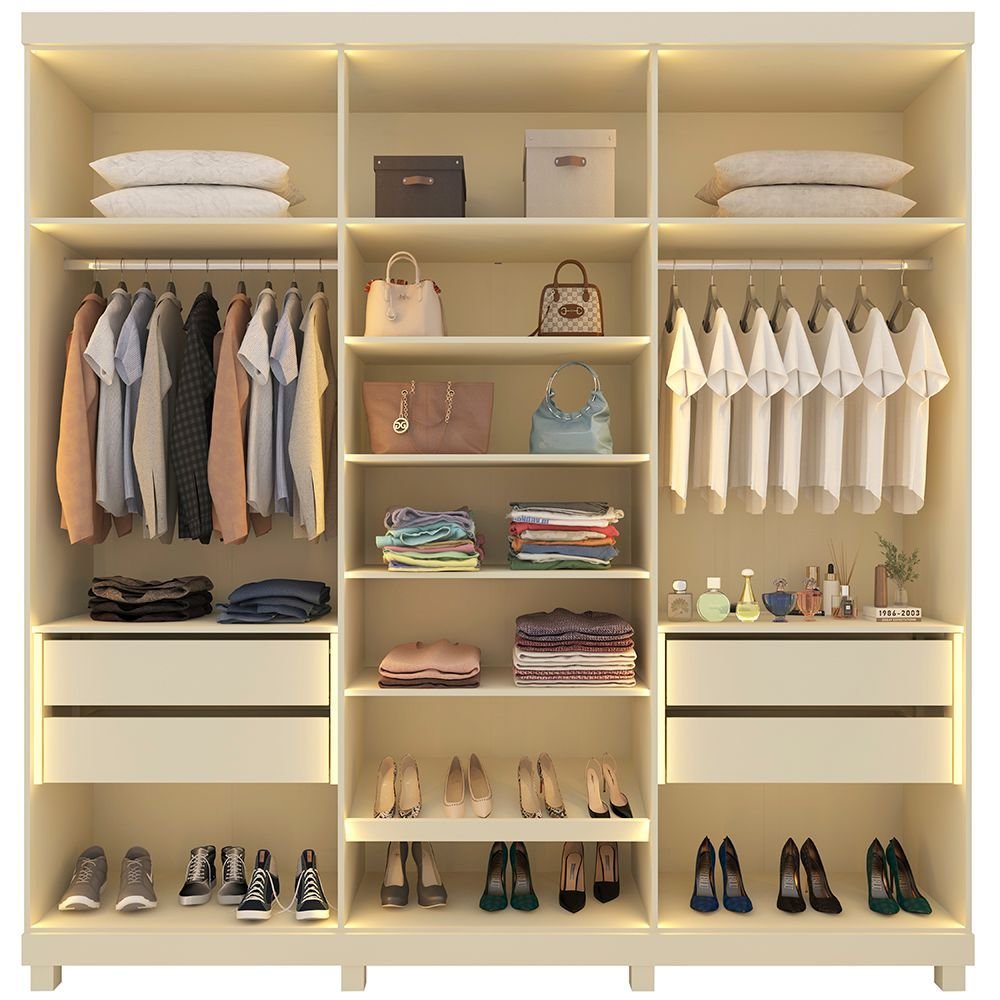Guarda-Roupa Casal 6 Portas Imperatriz Reflecta com LED 100% MDF Yescasa
