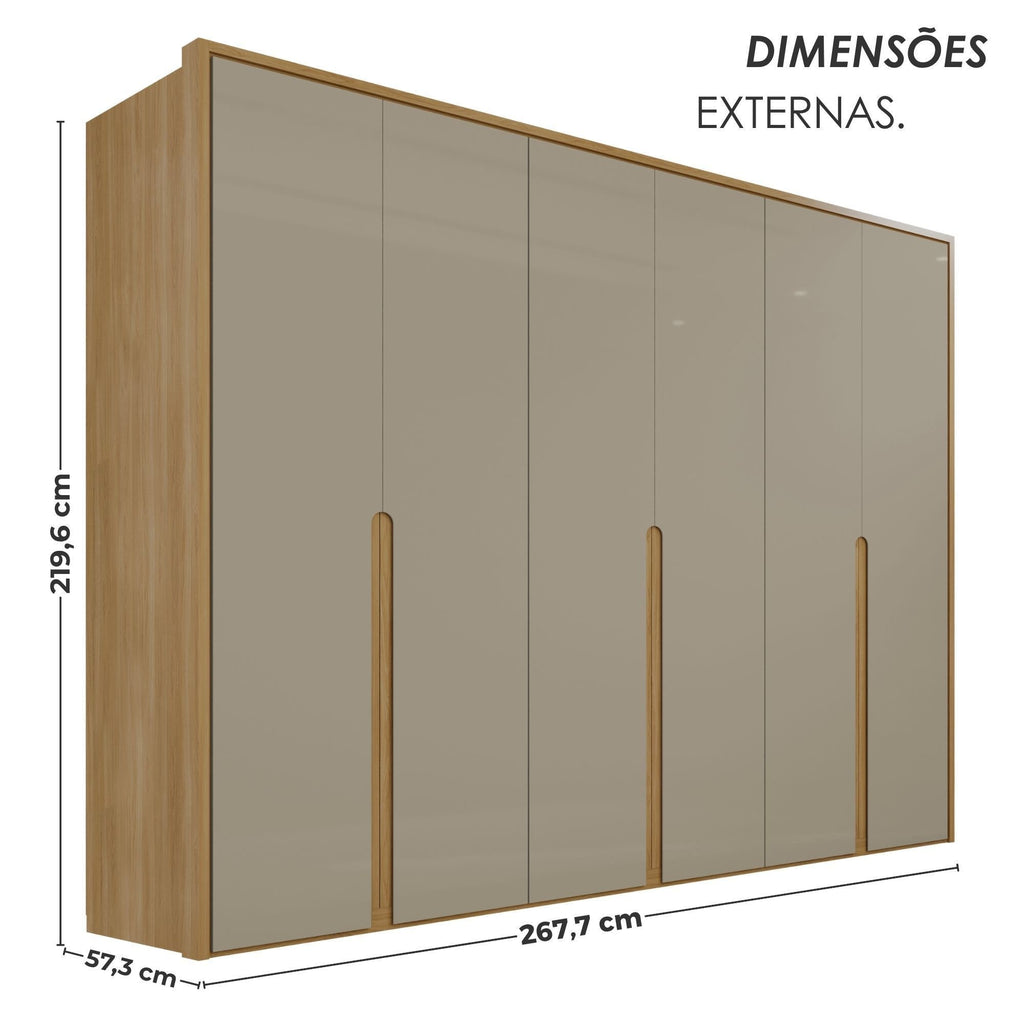 Guarda-Roupa Casal 6 Portas 6 Gavetas 100% MDF Lizz Casa D