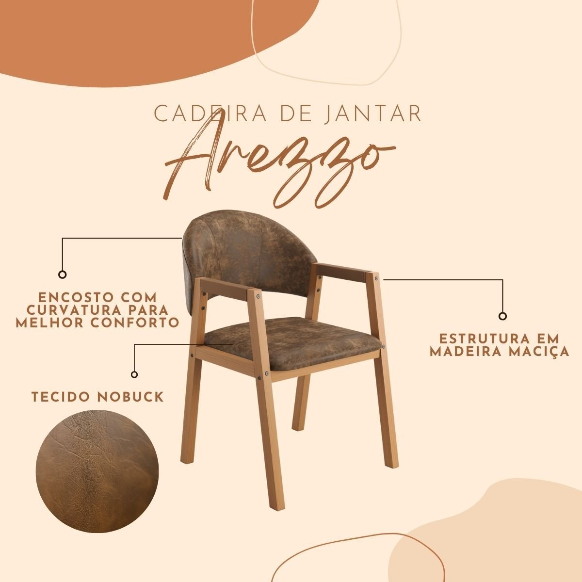 Conjunto Mesa de Jantar Savana e 8 Cadeiras Arezzo Madeira Laminada Natural Área Gourmet