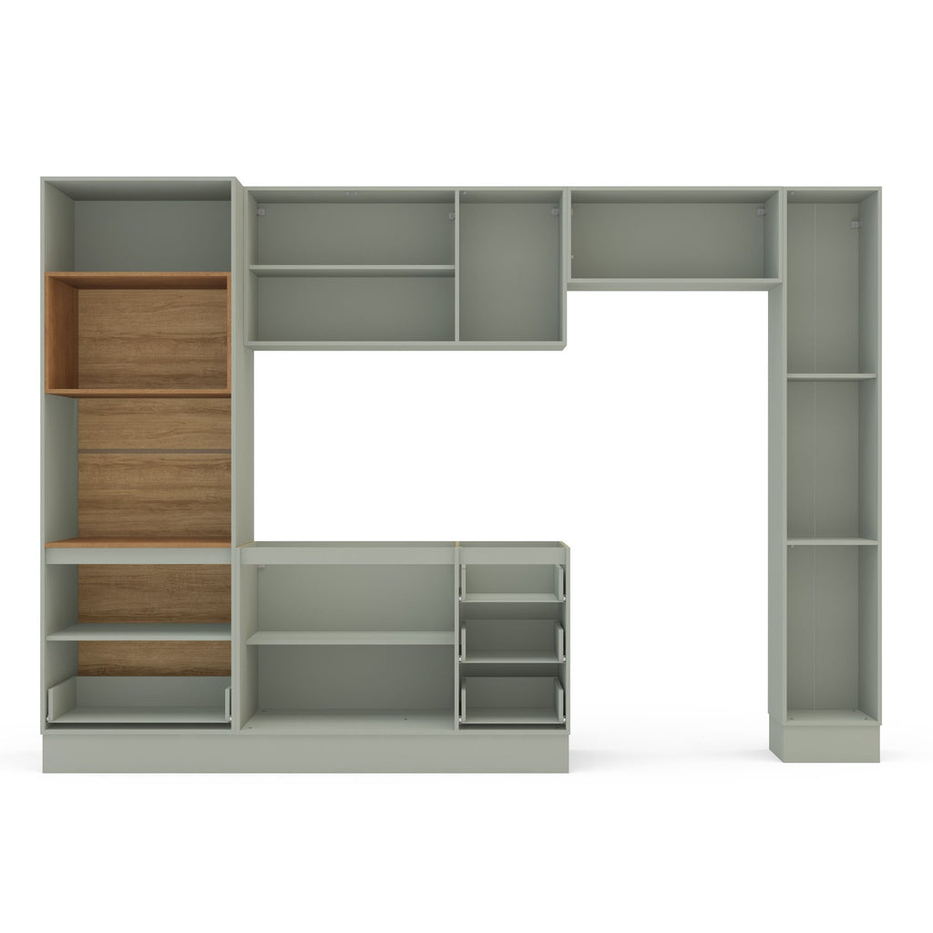 Cozinha Completa Modulada com Rodapé 5 Peças Rubi Yescasa Verde/Oliva