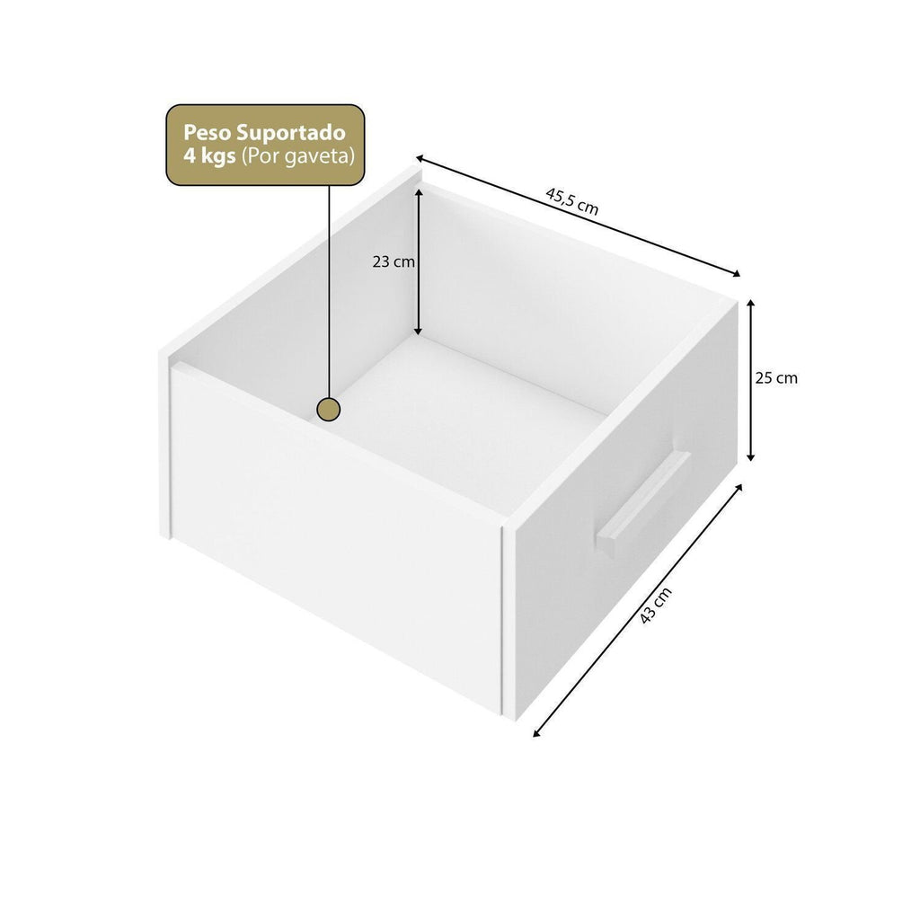 Cama Alta Beliche Office Infantil com Roupeiro e Escrivaninha Moon Yescasa Branco