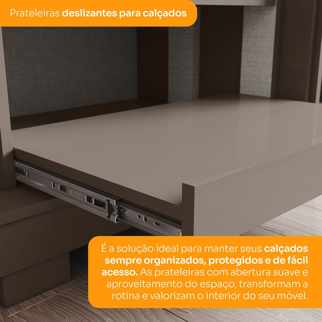 Guarda-Roupa Casal Henn Dream 2 Portas Deslizantes com Espelho 100% MDF Off White/Avelã