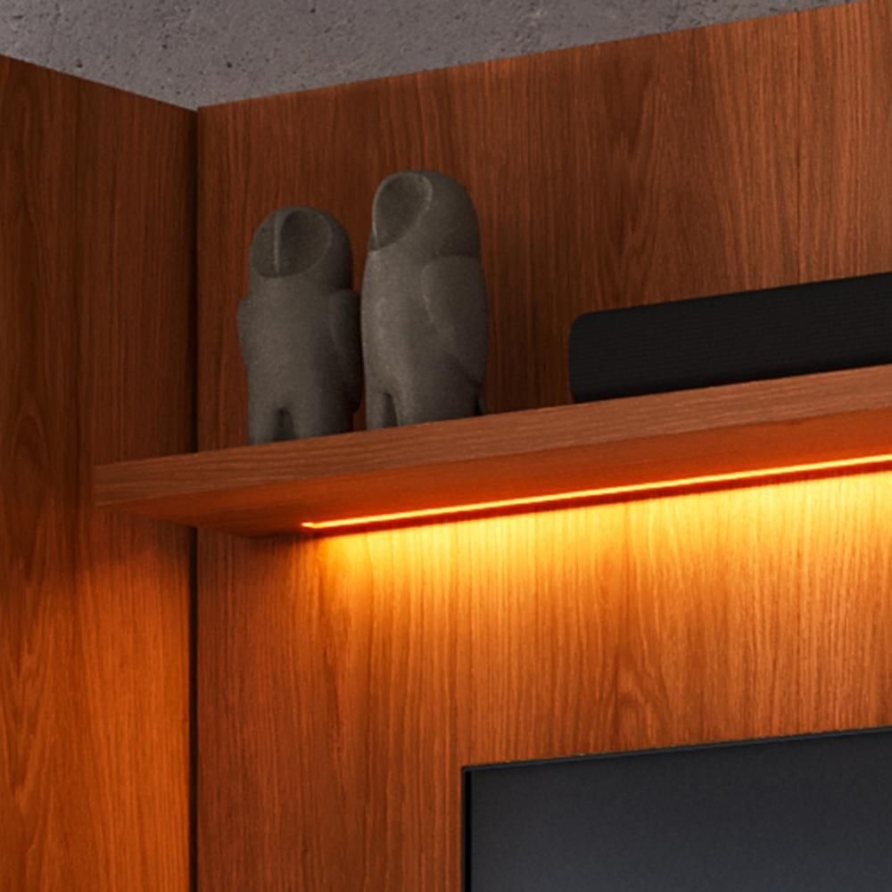 Estante Home Noble 270cm para TV até 75 Polegadas com 2 Cristaleiras, Portas Reflecta e LED Movelove