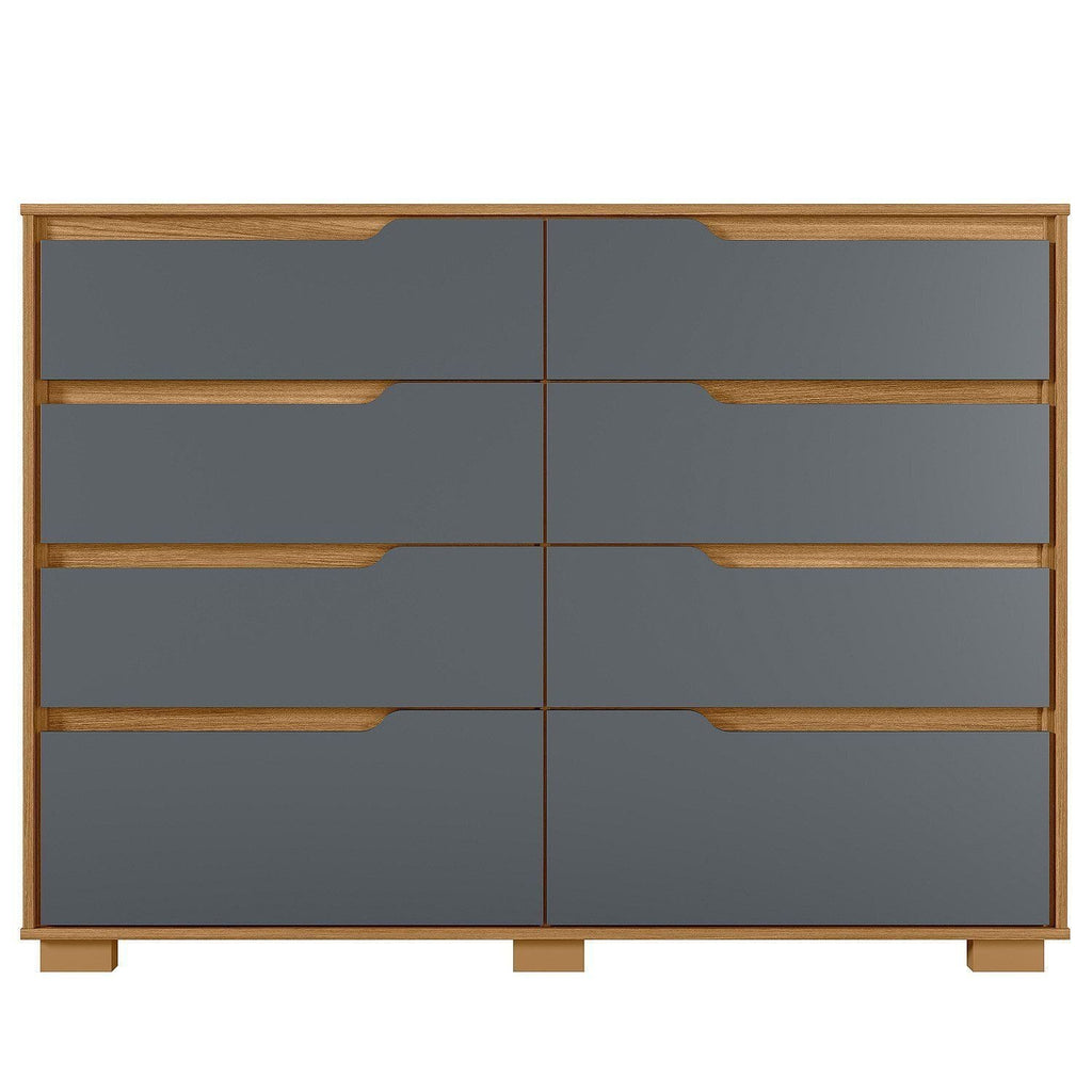 Cômoda para Quarto 8 Gavetas 147cm Georgia Moval Marrom/Freijó/Cinza