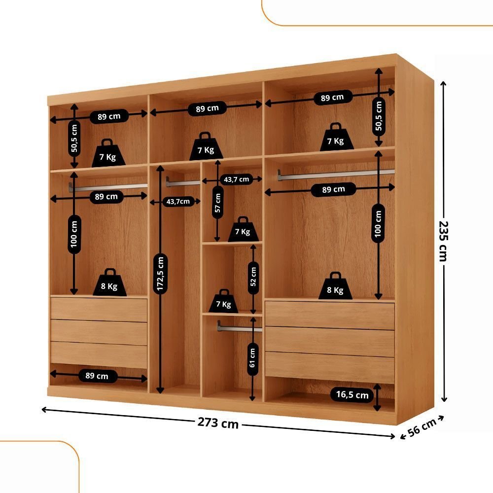 Guarda-Roupa Casal Coliseu 100% MDF 6 Portas e 6 Gavetas Moderna Mobília