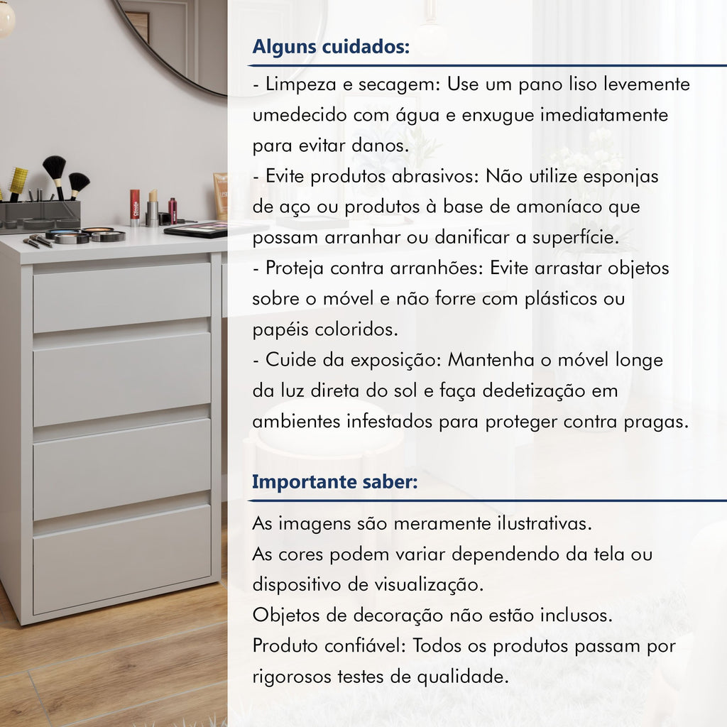 Penteadeira 5 Gavetas 100% MDF sem Espelho Giulia Yescasa