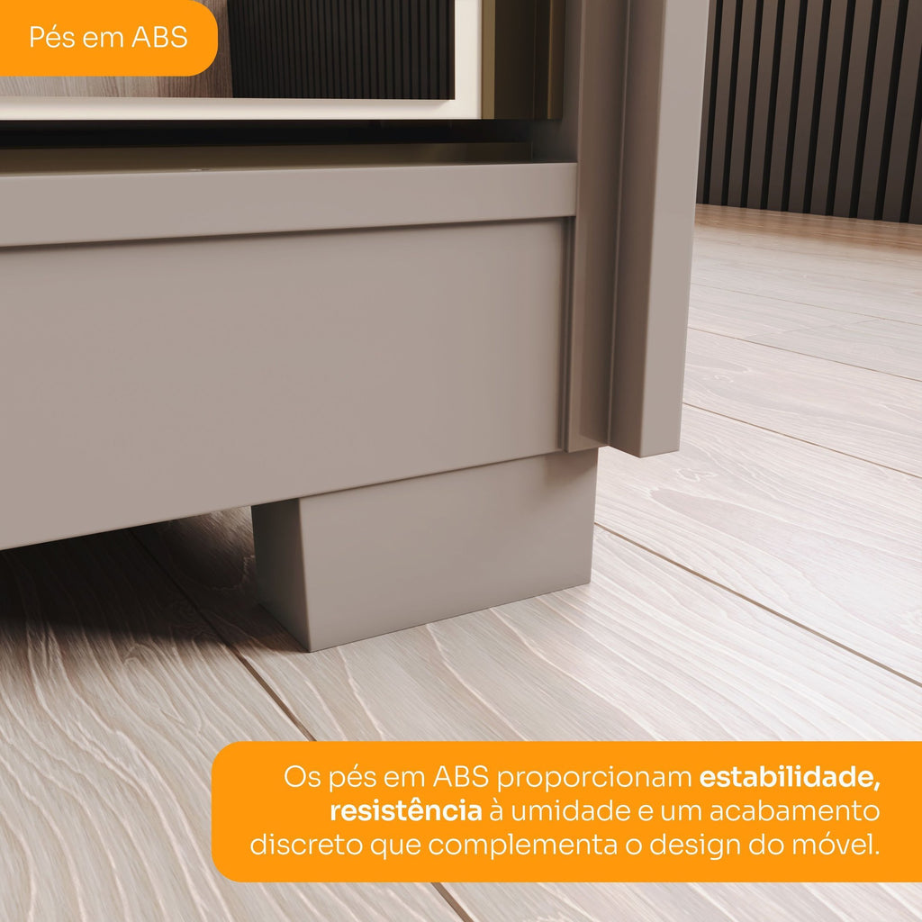 Guarda-Roupa Casal Henn Dream 2 Portas Deslizantes com Espelho 100% MDF Off White/Avelã