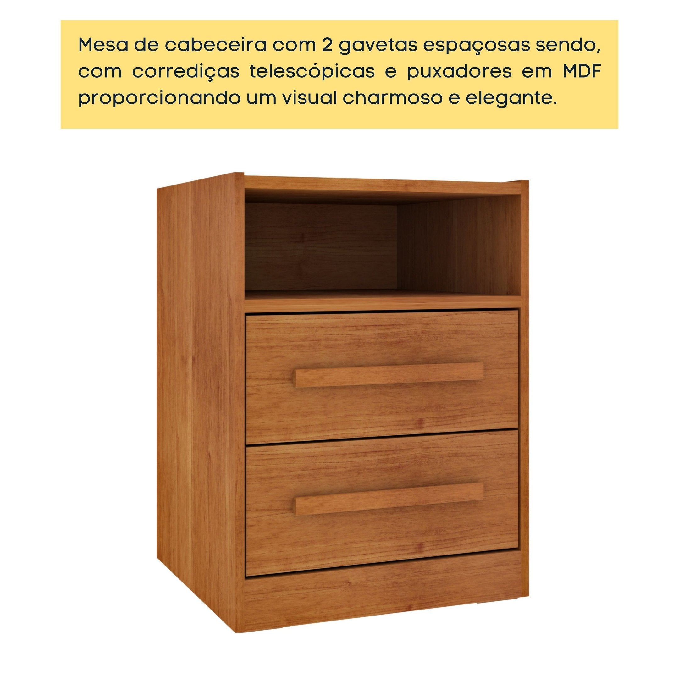 Mesa de Cabeceira 2 Gavetas Ripado Yescasa